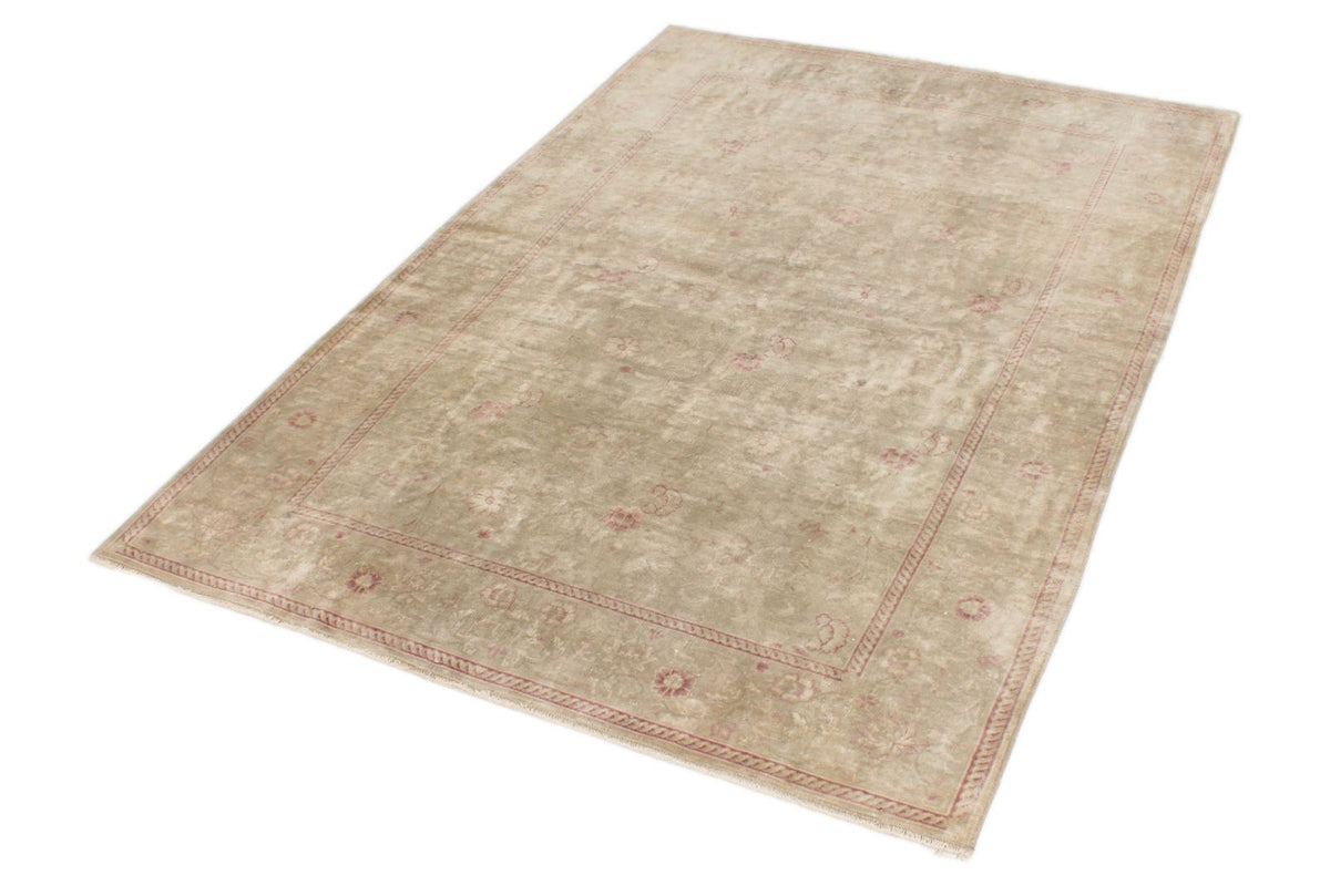 4x6 Beige and Pink Turkish Oushak Rug