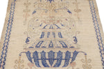 4x6 Beige and Navy Turkish Tribal Rug