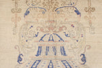 4x6 Beige and Navy Turkish Tribal Rug