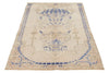 4x6 Beige and Navy Turkish Tribal Rug