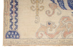 4x6 Beige and Navy Turkish Tribal Rug