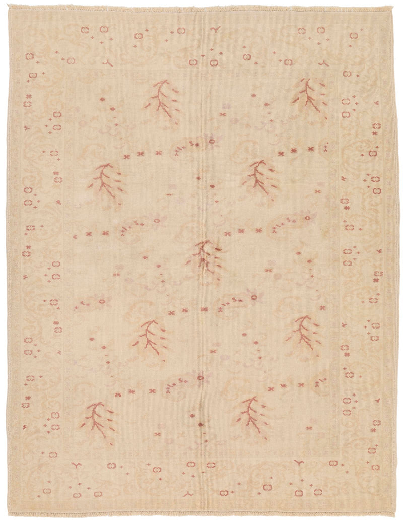 5x6 Beige Turkish Oushak Rug