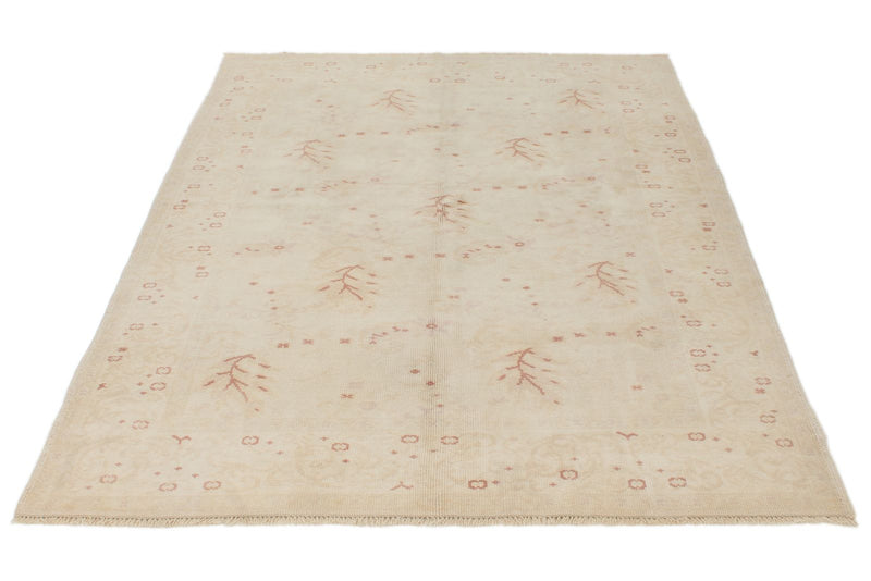 5x6 Beige Turkish Oushak Rug
