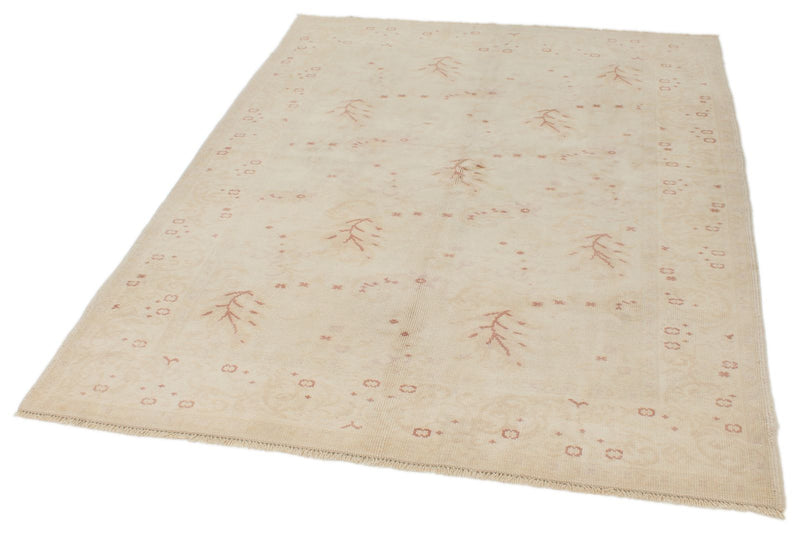 5x6 Beige Turkish Oushak Rug