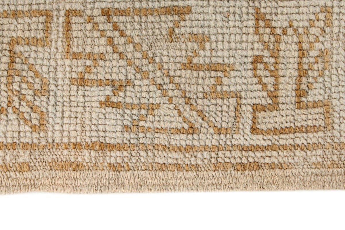 4x5 Beige and Navy Turkish Tribal Rug