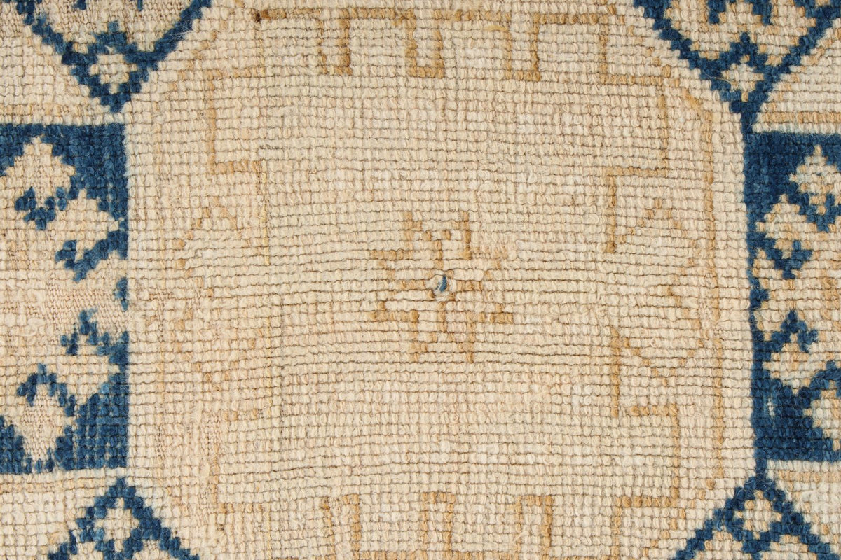 4x5 Beige and Navy Turkish Tribal Rug