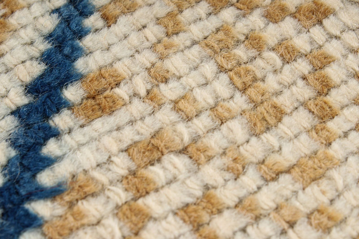 4x5 Beige and Navy Turkish Tribal Rug