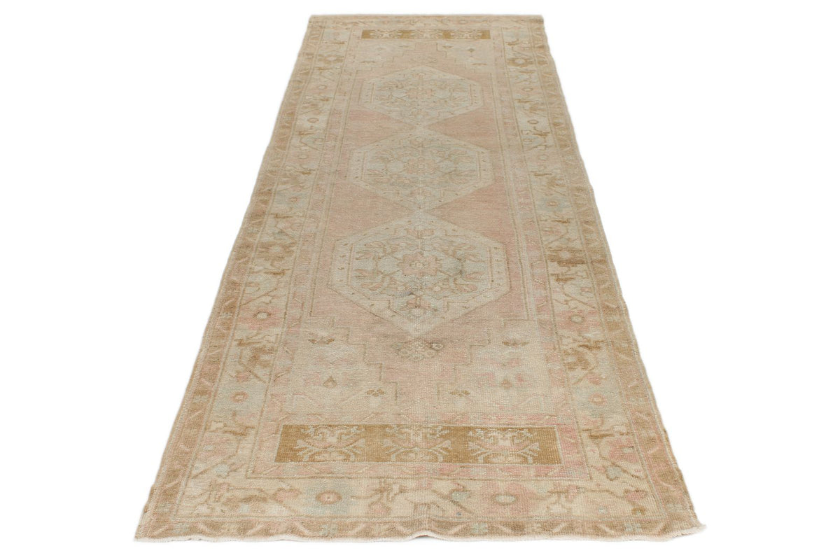 4x10 Beige Turkish Tribal Runner