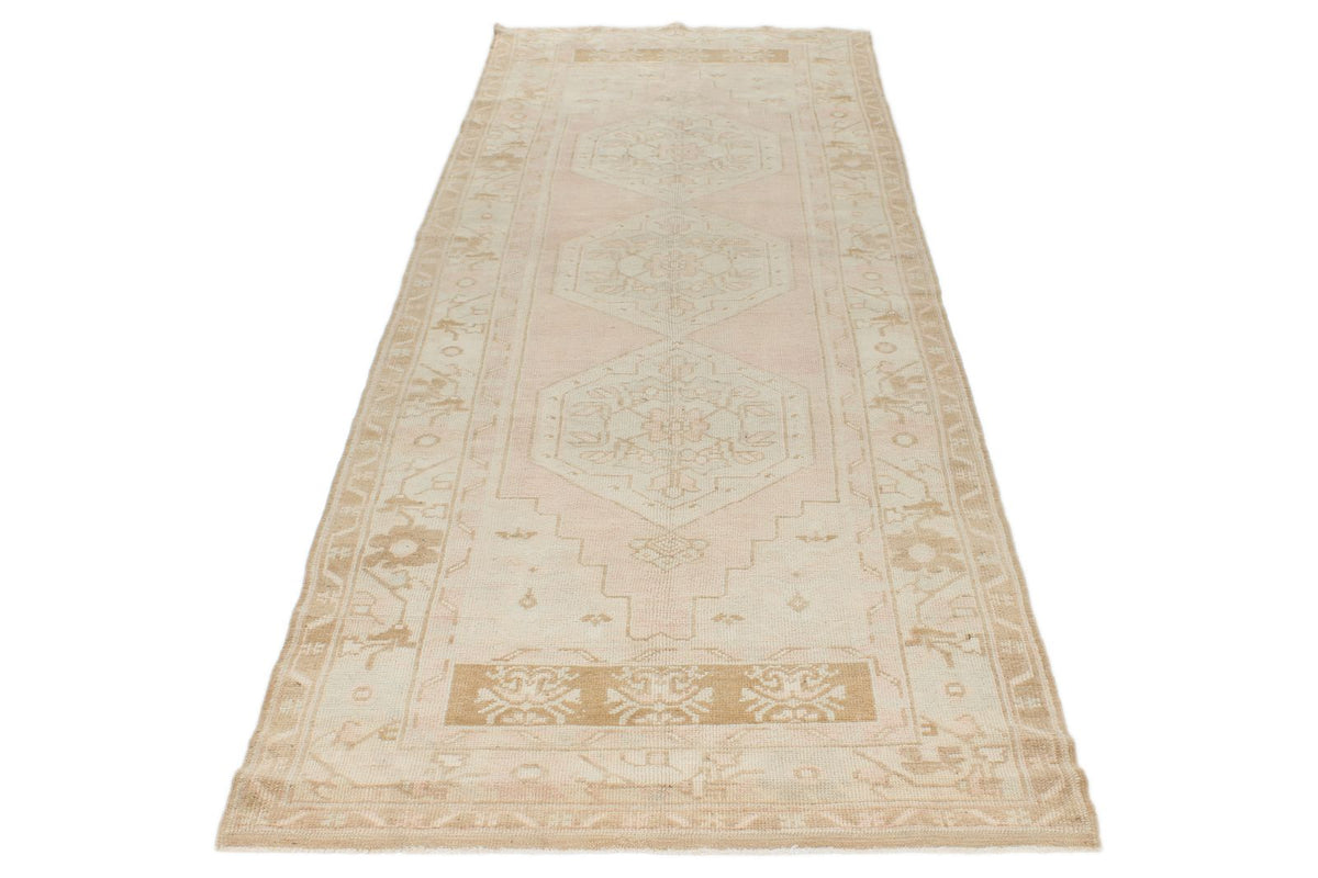 4x10 Beige Turkish Tribal Runner