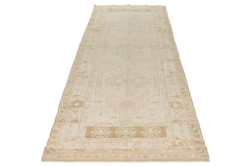 4x10 Beige Turkish Tribal Runner