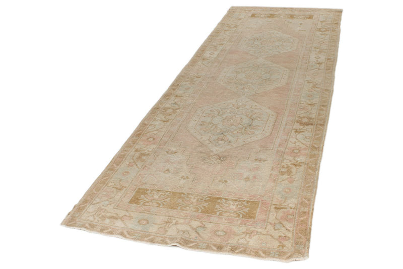 4x10 Beige Turkish Tribal Runner