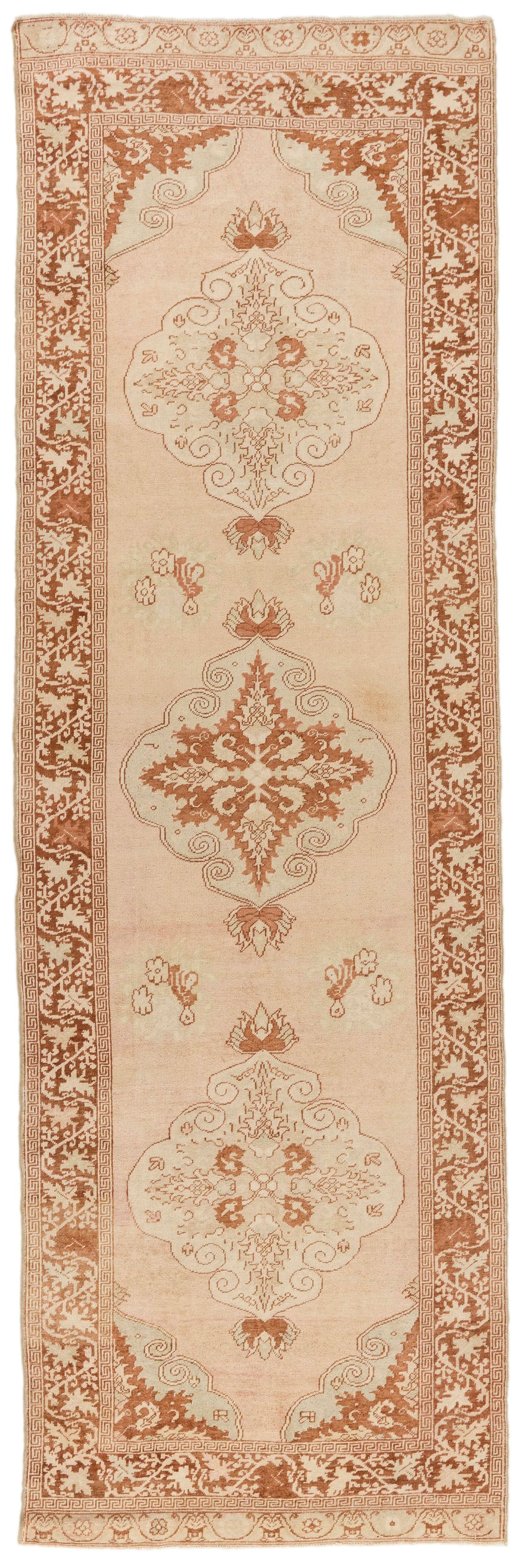 3x11 Beige and Rust Turkish Traditional Runner