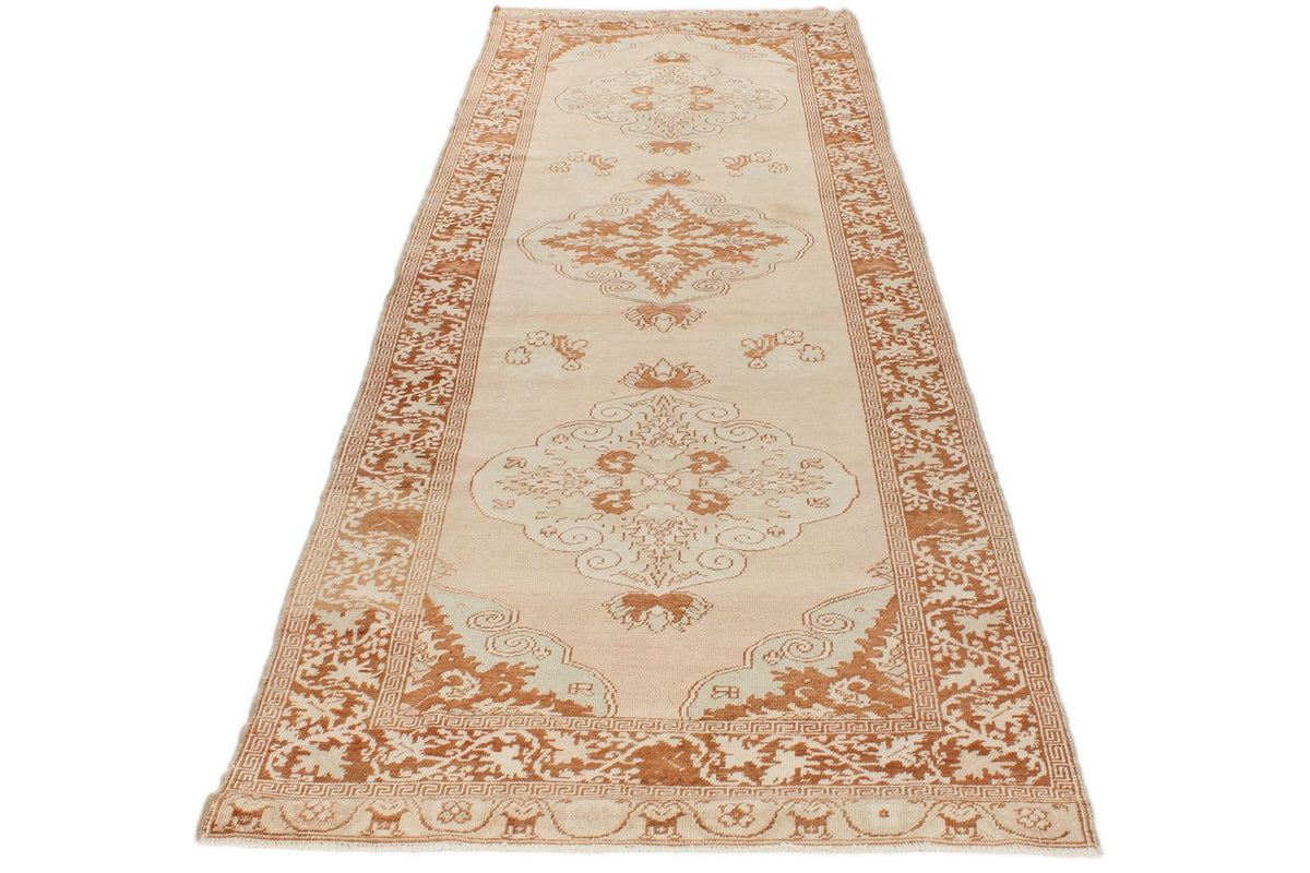 3x11 Beige and Rust Turkish Traditional Runner