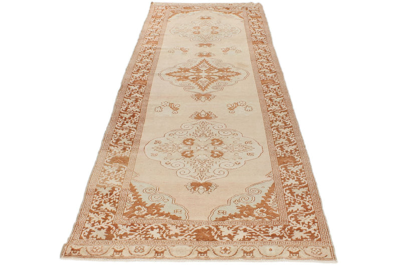3x11 Beige and Rust Turkish Traditional Runner