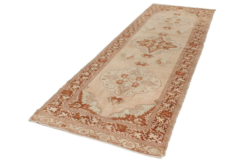 3x11 Beige and Rust Turkish Traditional Runner