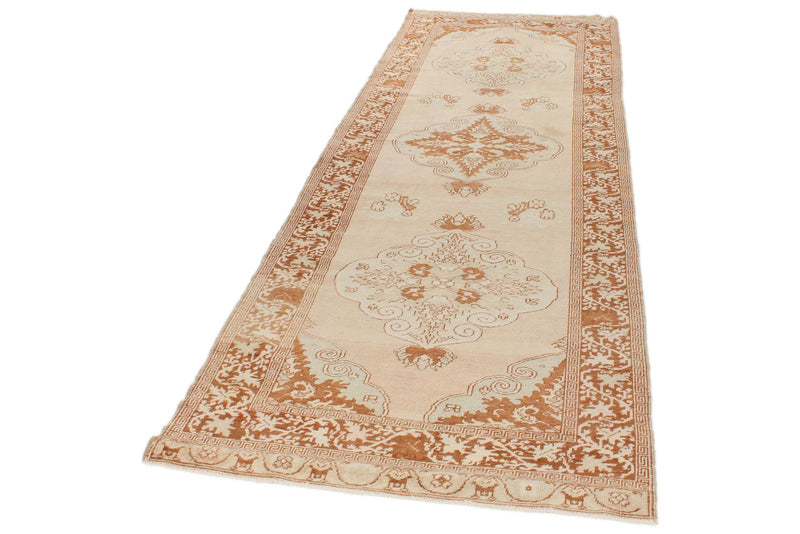 3x11 Beige and Rust Turkish Traditional Runner