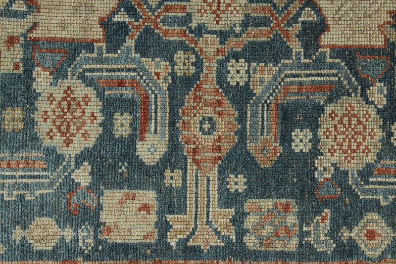 Vintage Handmade 3x16 Navy and Green Persian Malayer Distressed Area Runner