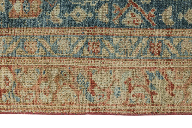 Vintage Handmade 3x16 Navy and Green Persian Malayer Distressed Area Runner