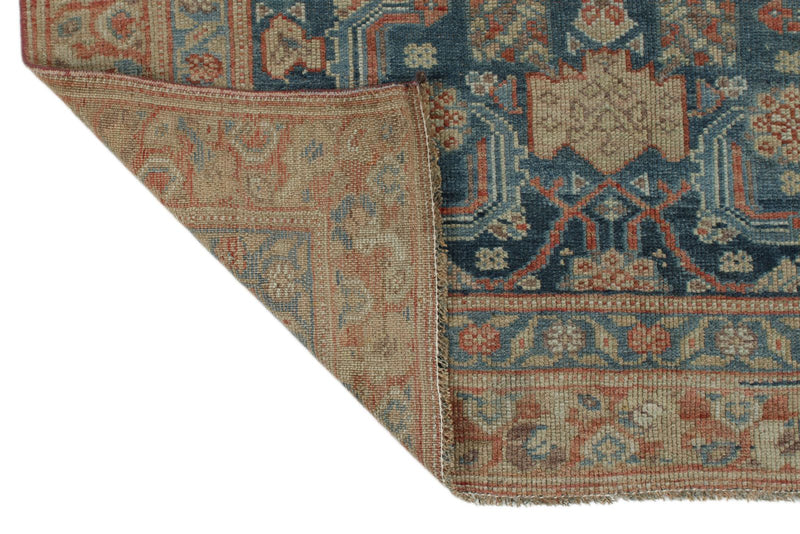 Vintage Handmade 3x16 Navy and Green Persian Malayer Distressed Area Runner