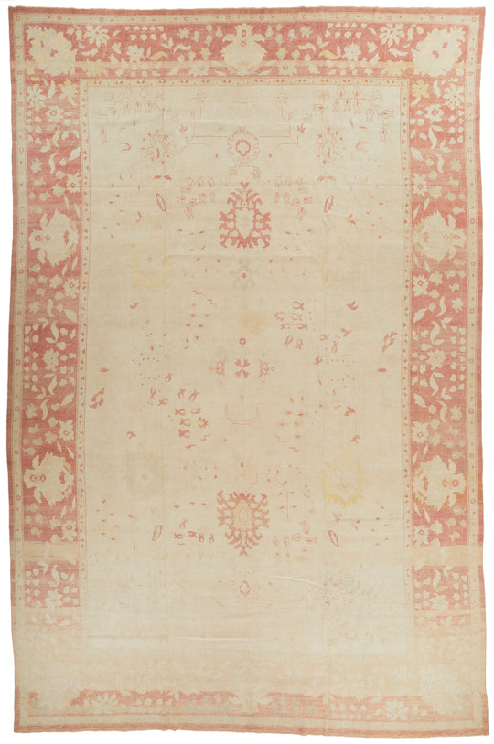 13x19 Beige and Pink Turkish Traditional Rug