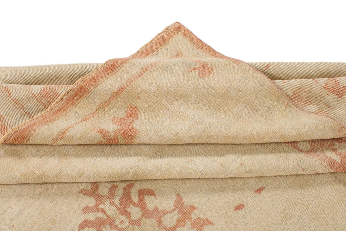 13x19 Beige and Pink Turkish Traditional Rug