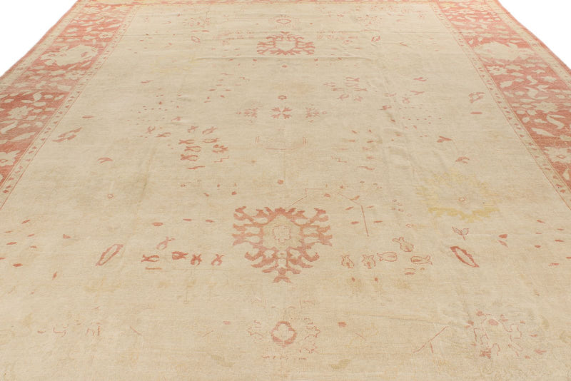 13x19 Beige and Pink Turkish Traditional Rug