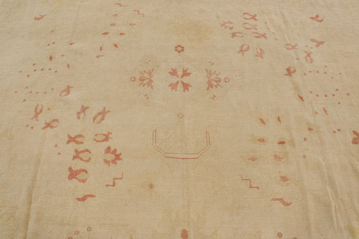13x19 Beige and Pink Turkish Traditional Rug