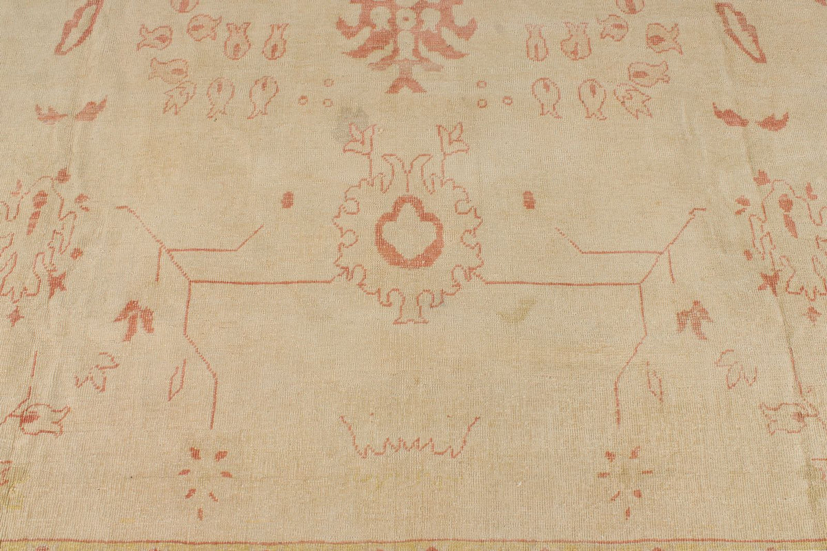 13x19 Beige and Pink Turkish Traditional Rug