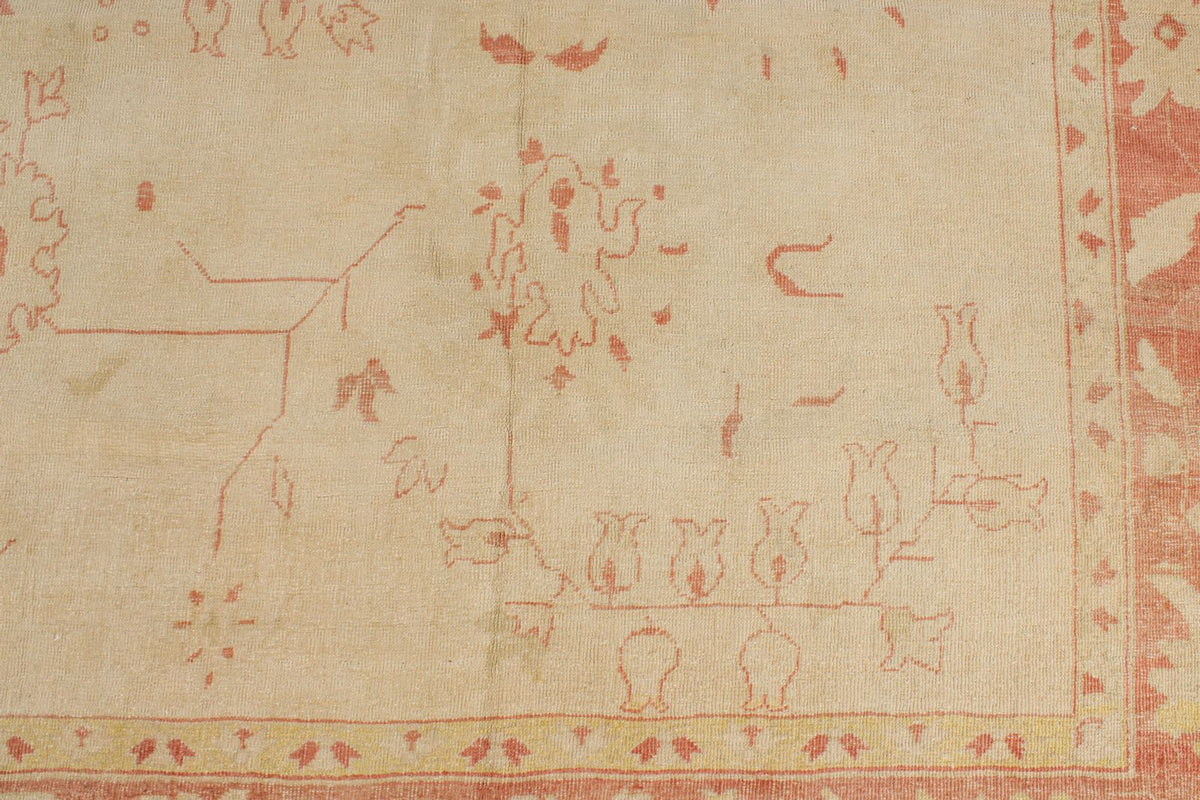 13x19 Beige and Pink Turkish Traditional Rug