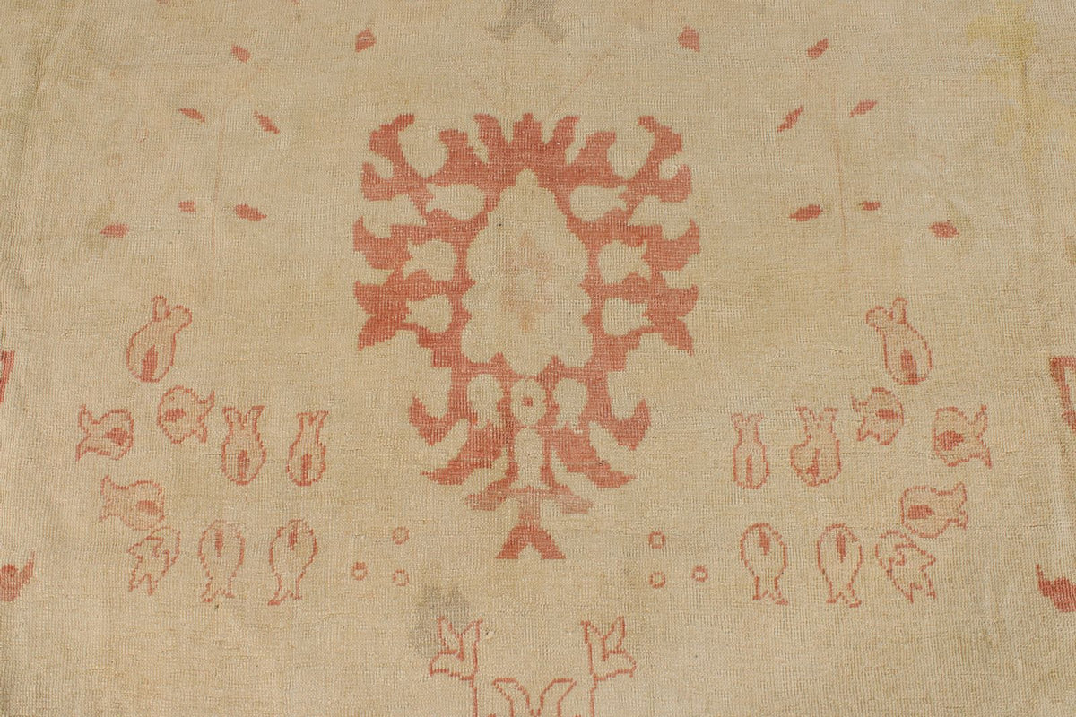 13x19 Beige and Pink Turkish Traditional Rug