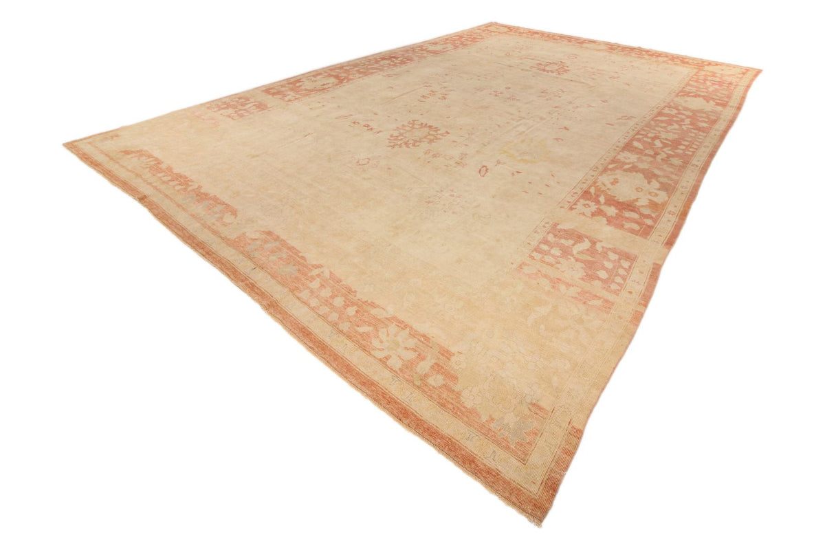 13x19 Beige and Pink Turkish Traditional Rug