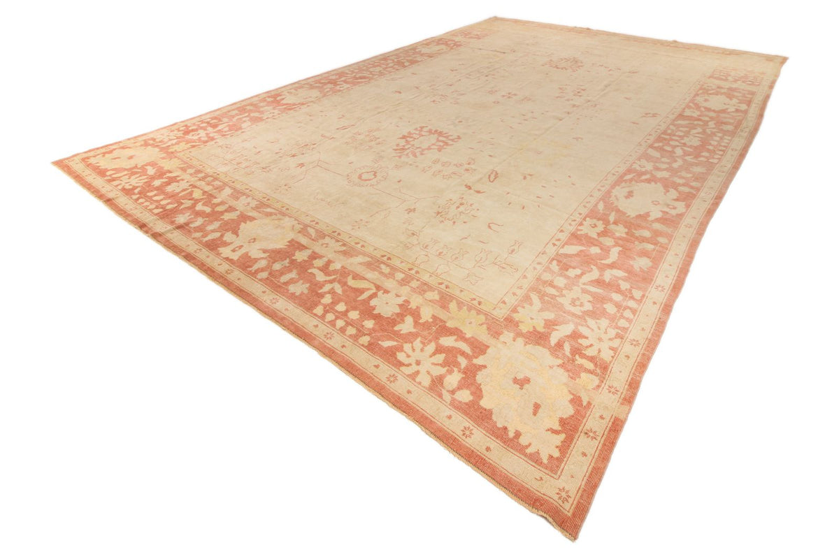 13x19 Beige and Pink Turkish Traditional Rug