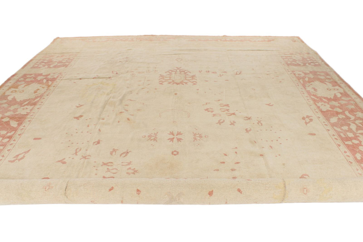 13x19 Beige and Pink Turkish Traditional Rug