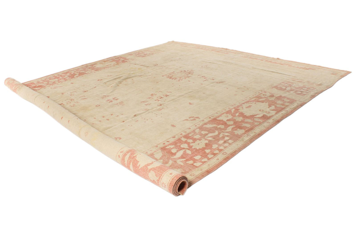 13x19 Beige and Pink Turkish Traditional Rug