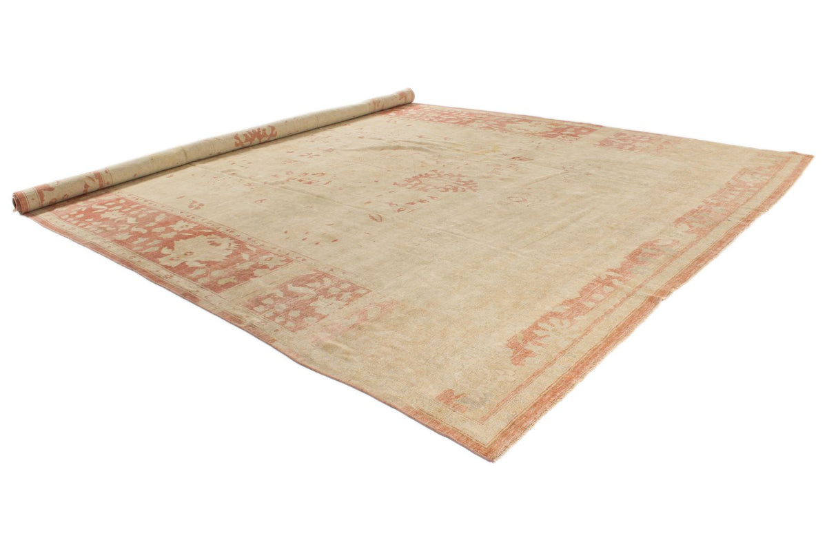13x19 Beige and Pink Turkish Traditional Rug