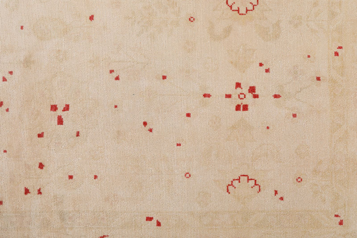 7x7 Beige and Burgundy Turkish Oushak Rug