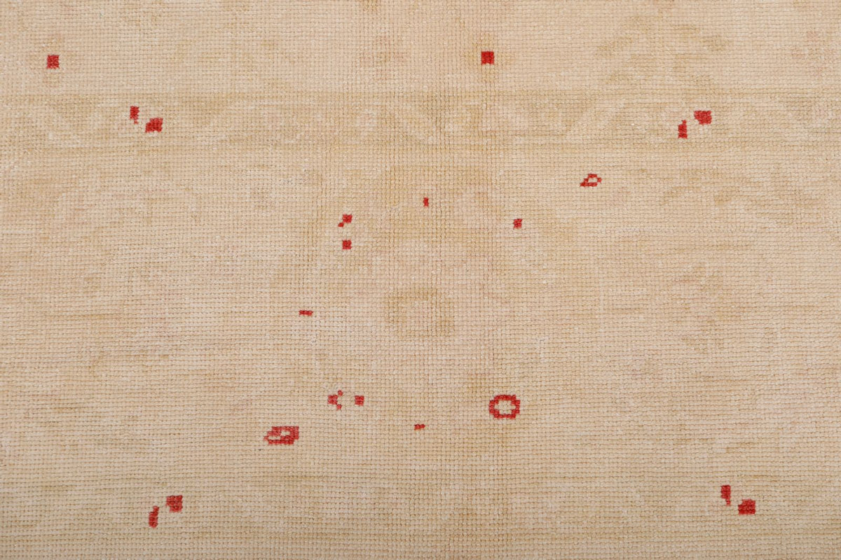 7x7 Beige and Burgundy Turkish Oushak Rug
