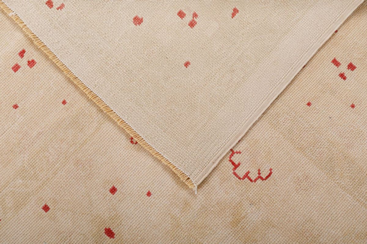 7x7 Beige and Burgundy Turkish Oushak Rug