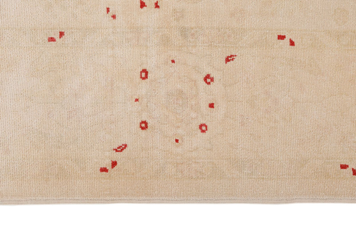 7x7 Beige and Burgundy Turkish Oushak Rug