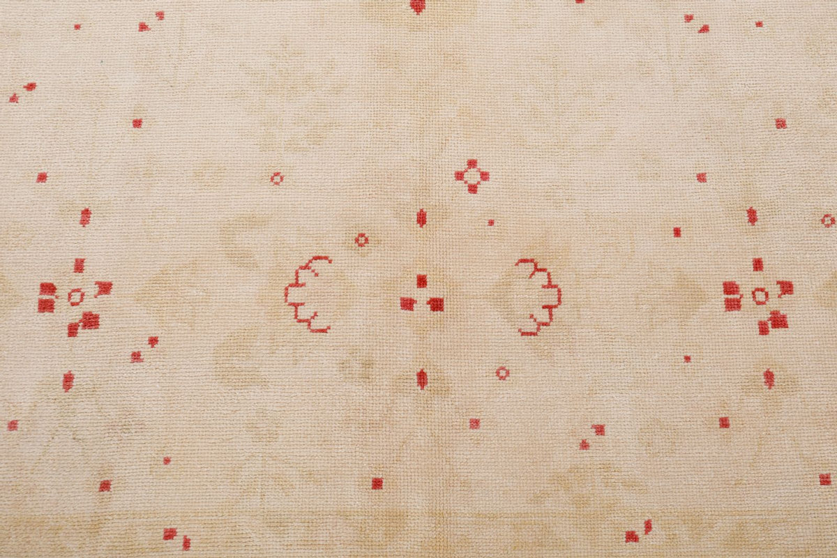 7x7 Beige and Burgundy Turkish Oushak Rug
