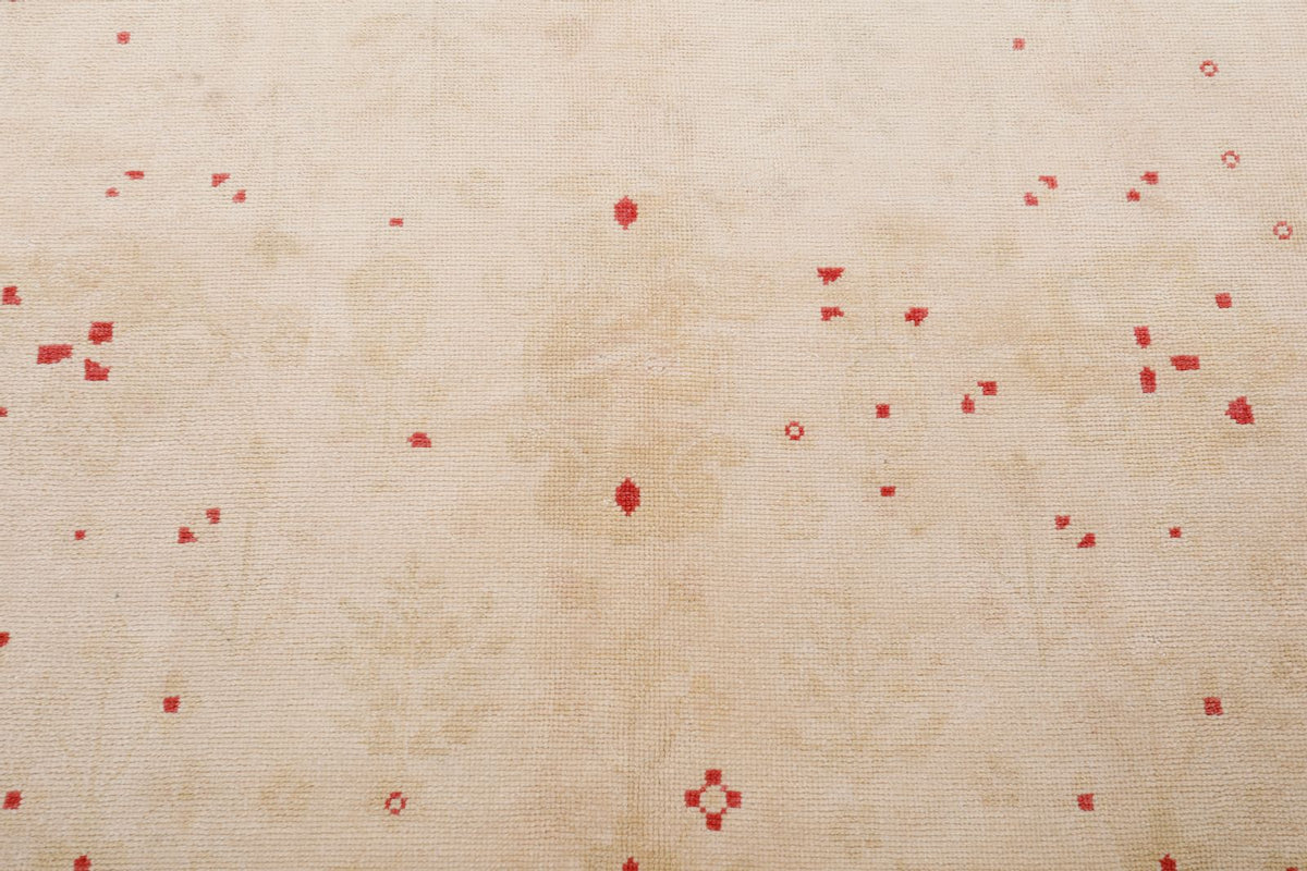 7x7 Beige and Burgundy Turkish Oushak Rug