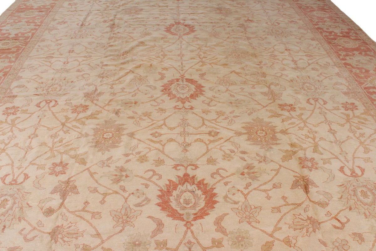 12x15 Beige and Rust Turkish Oushak Rug