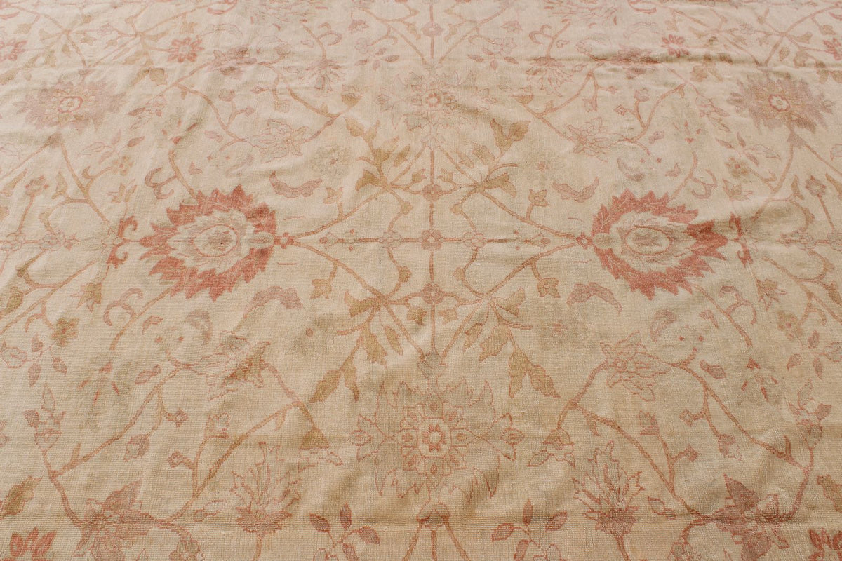 12x15 Beige and Rust Turkish Oushak Rug
