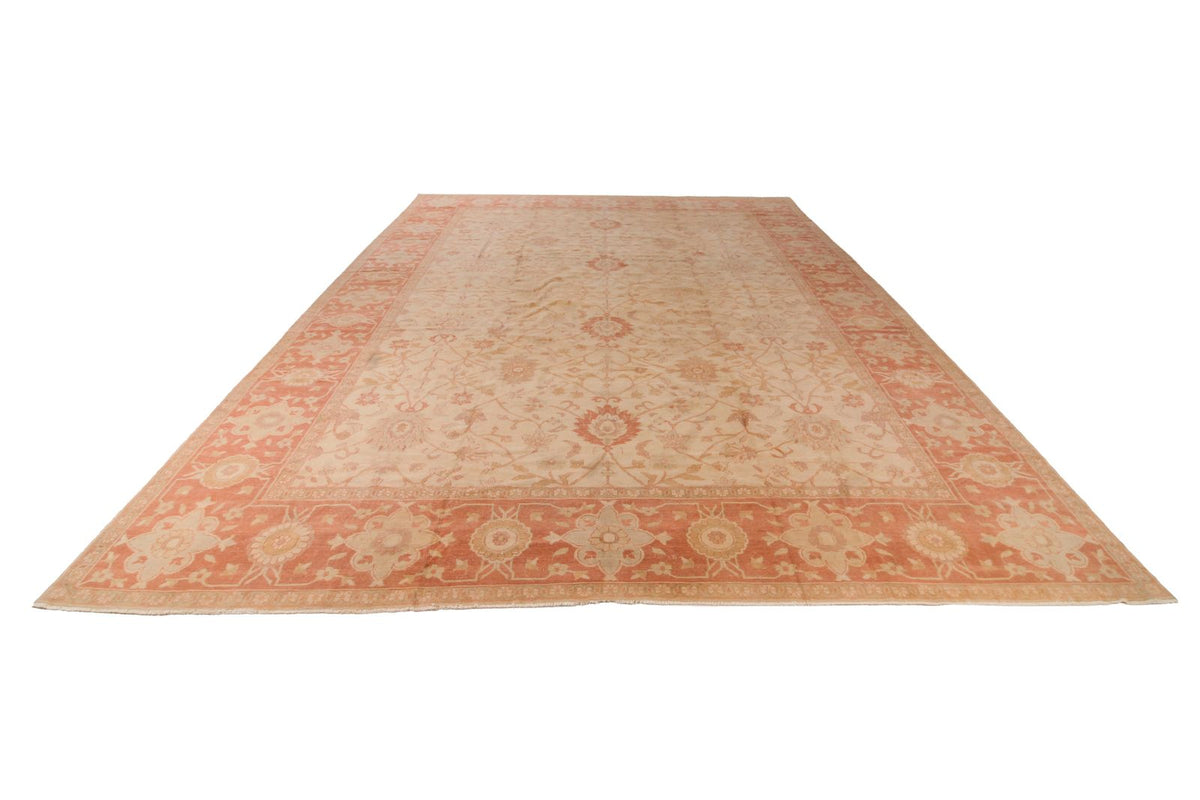 12x15 Beige and Rust Turkish Oushak Rug