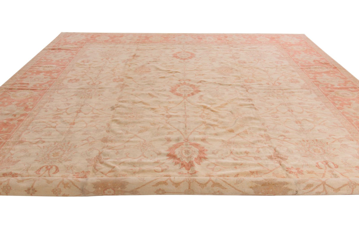 12x15 Beige and Rust Turkish Oushak Rug