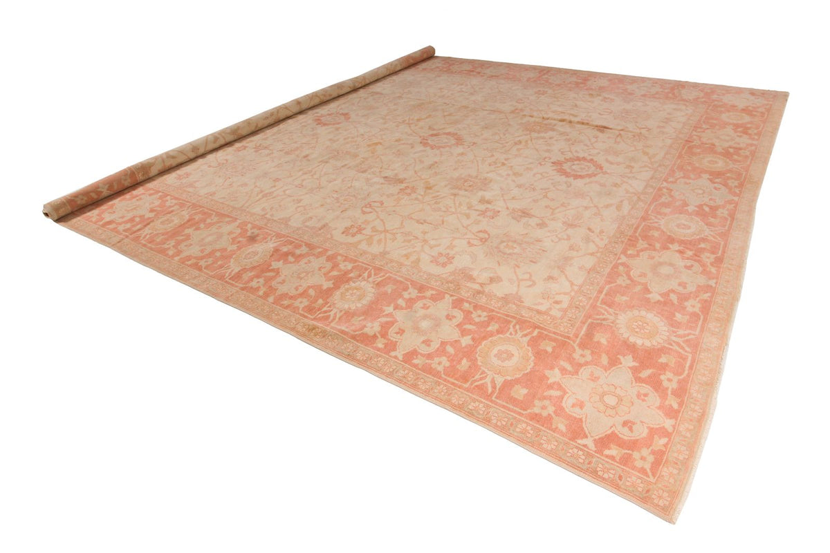 12x15 Beige and Rust Turkish Oushak Rug