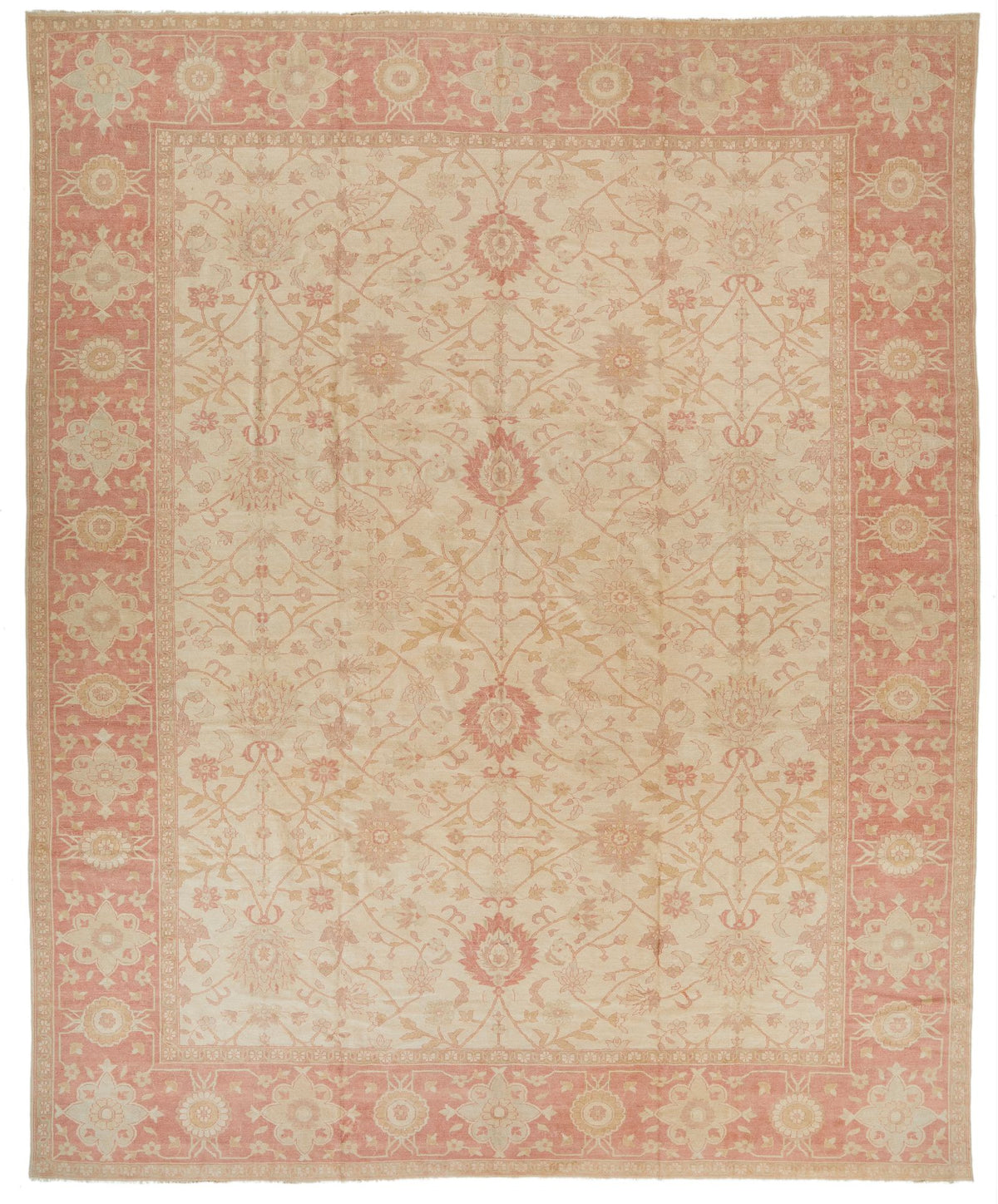 12x15 Beige and Rust Turkish Oushak Rug