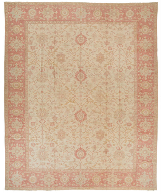 12x15 Beige and Rust Turkish Oushak Rug