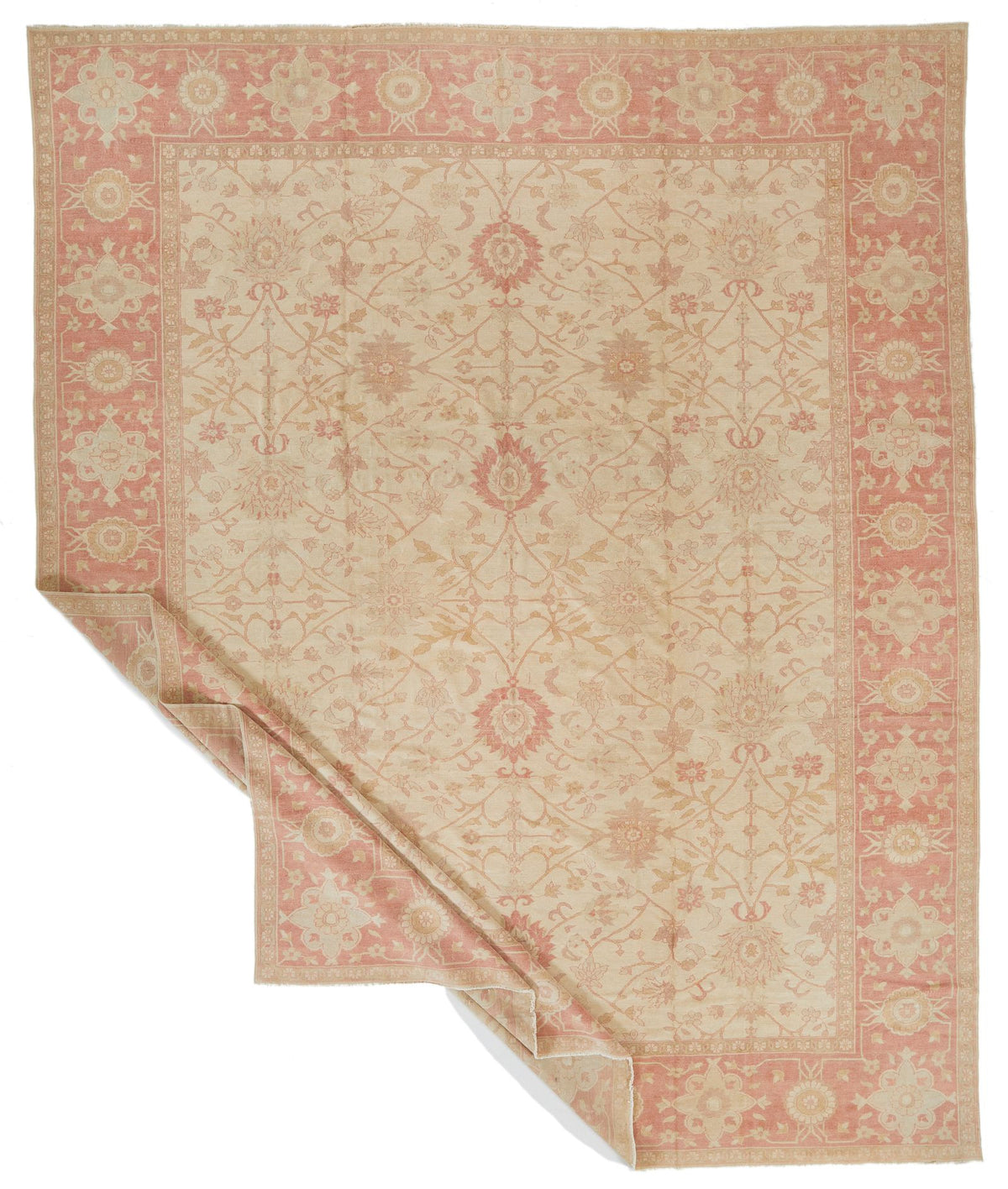 12x15 Beige and Rust Turkish Oushak Rug