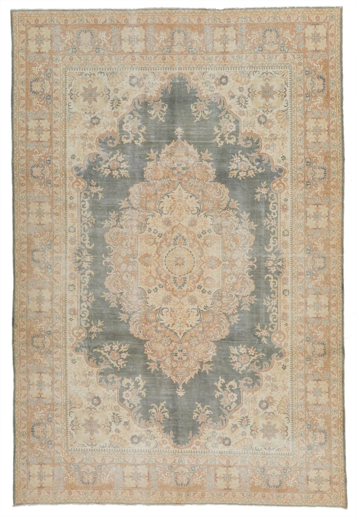 7x10 Blue and Beige Turkish Traditional Rug